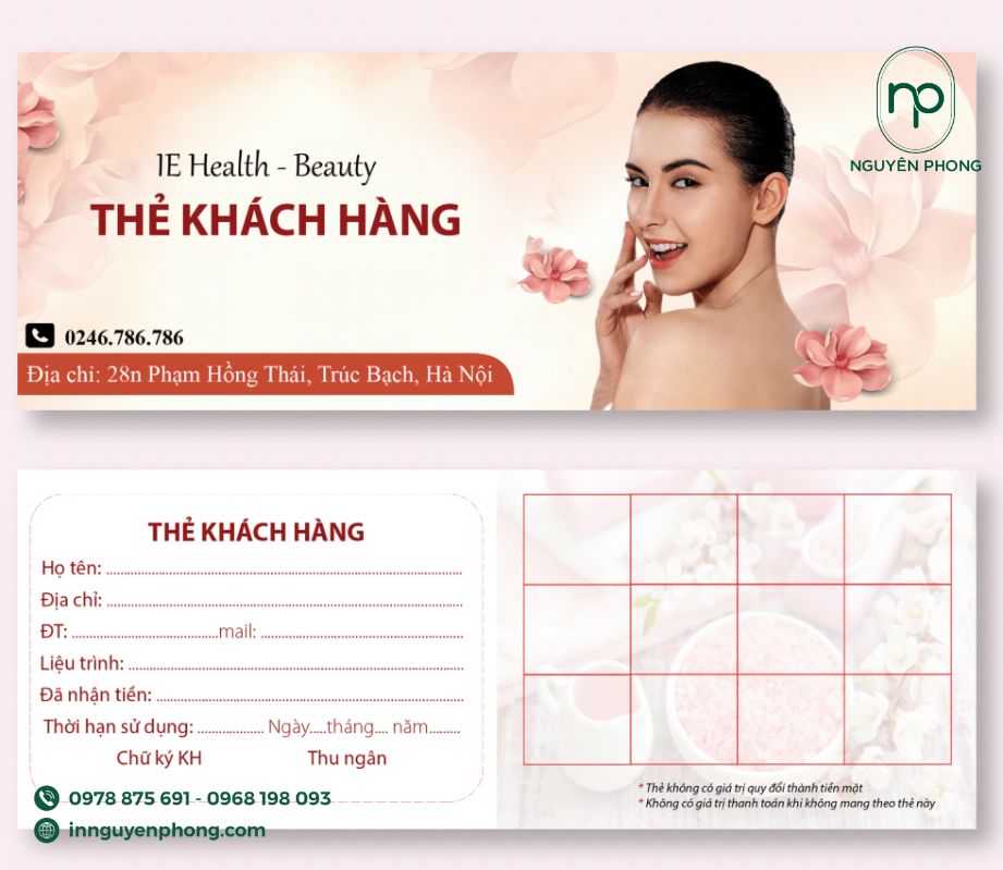 thiết kế thẻ liệu trình spa đơn giản nhưng vẫn tinh tế
